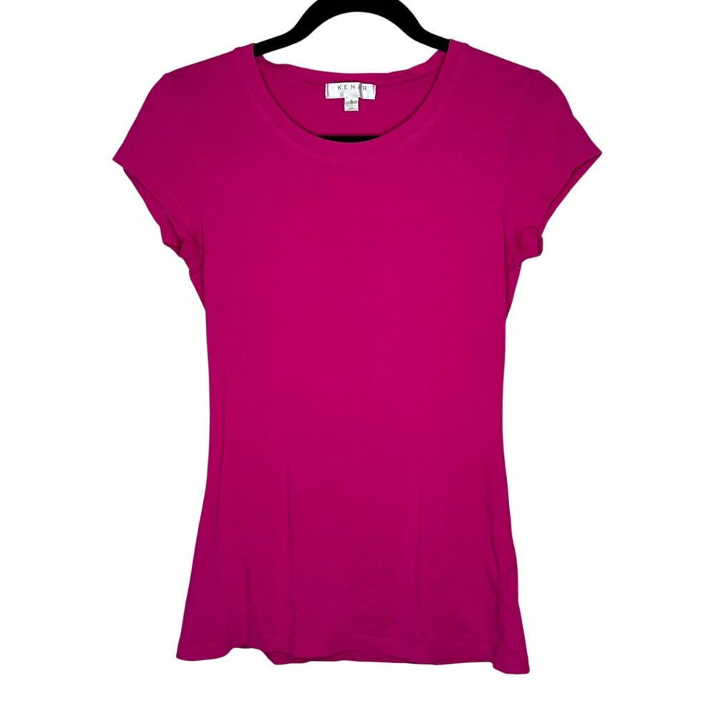 Kenar Pink Short Sleeve Top Womens Size Small Cotton Blend Scoop Neck Basic